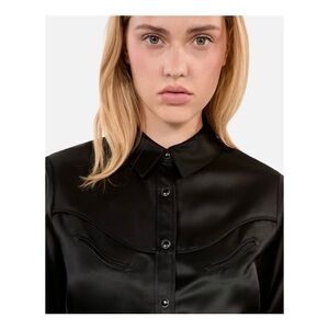 NWT The Kooples Black Satin Button-Down Shirt